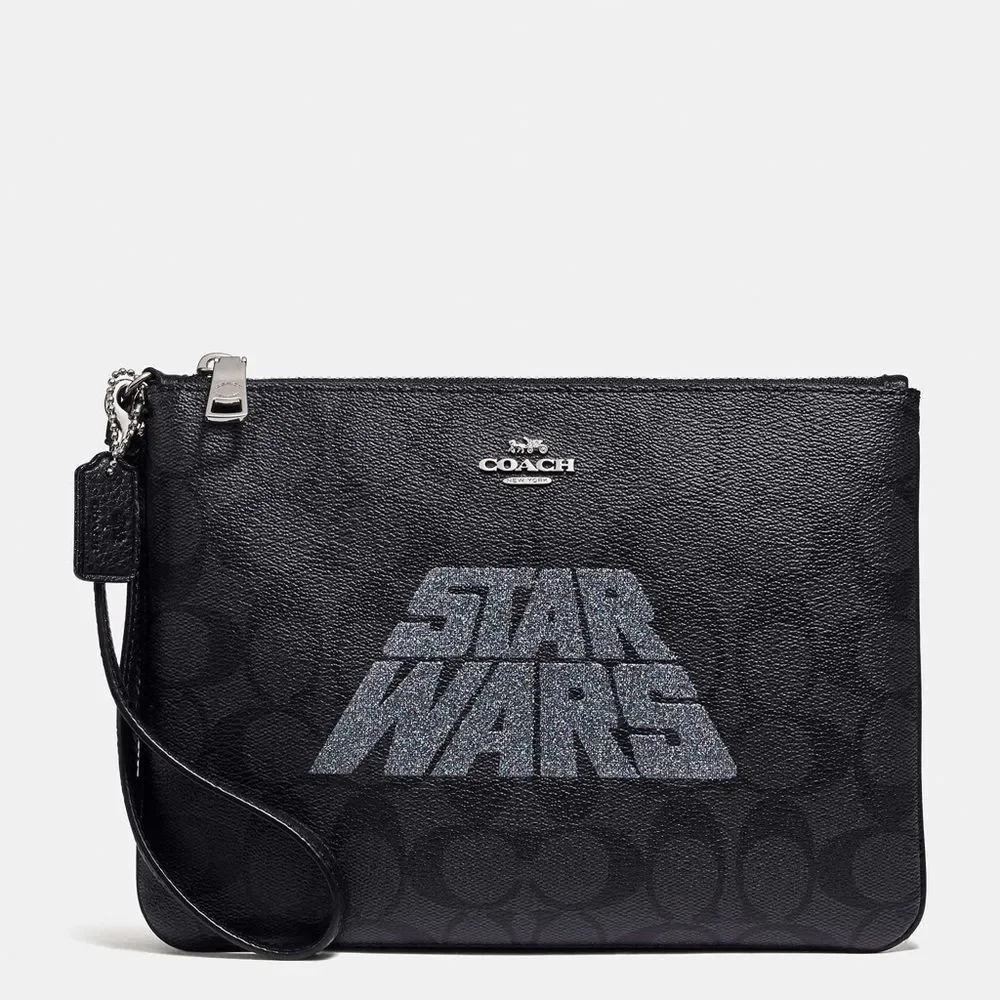 Star Wars X Coach Gallery Pouch In Signature Canvas With Motif F88488 Black